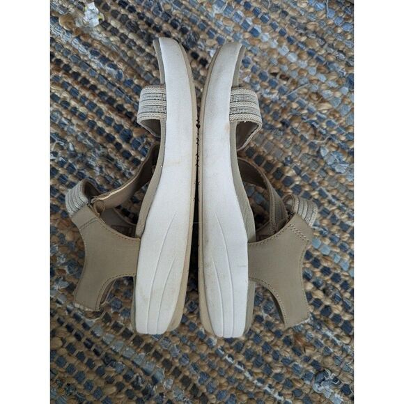 Wedge Sport Sandals Genny Beige 7.5 Beachy Coastal Resortwear Cruise Swim - Picture 7 of 11